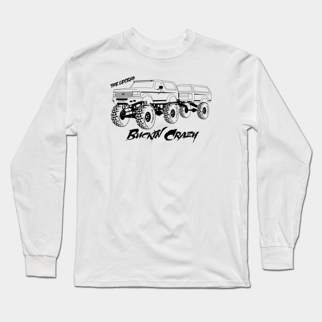 Buckin Crazy Bronco - Black Print Long Sleeve T-Shirt by The OBS Apparel